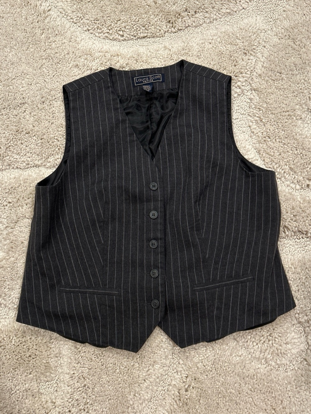 Laura Scott Black Pinstripe Men's Vest